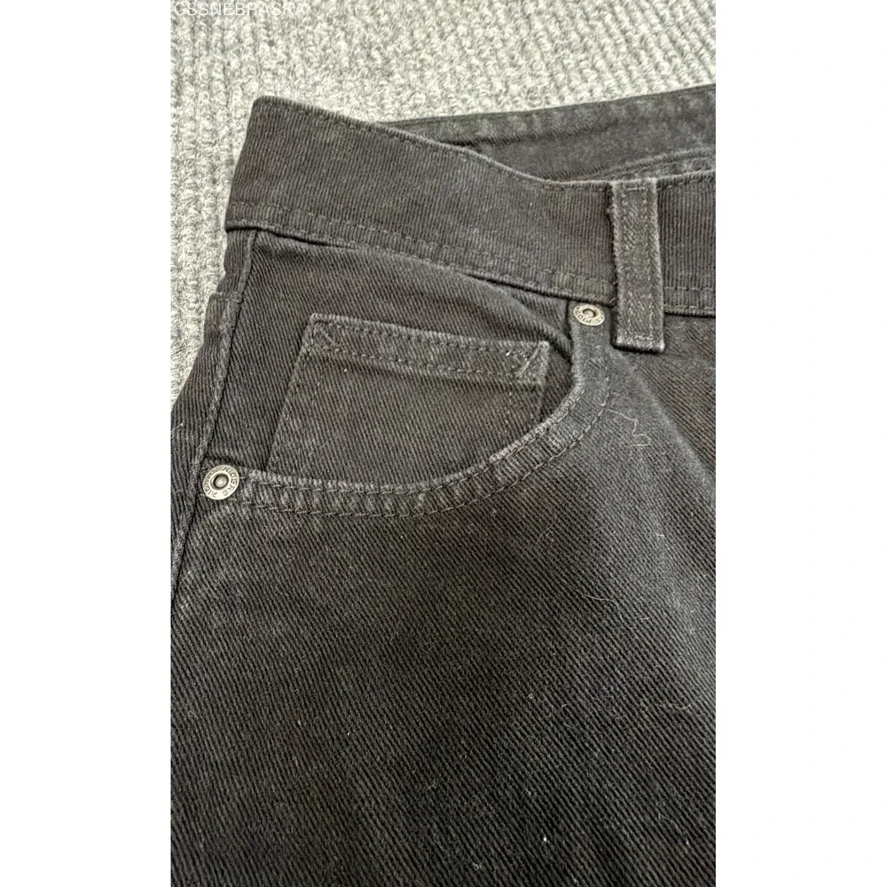 Riders Lee Dark Jeans Womens Black High Rise Straight Stretch Denim - Size 16P